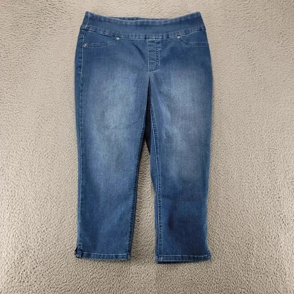 Chicos Pants Womens 0 US 4 Blue Perfect Stretch Soft Jegging Capri Distressed - Picture 1 of 12